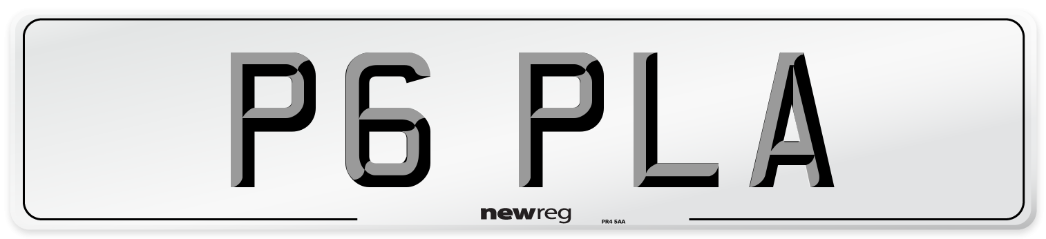 P6 PLA Number Plate from New Reg